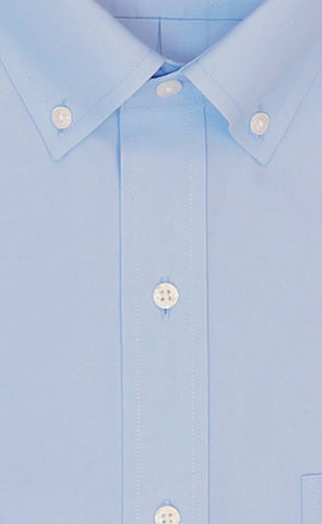 Wilkes and Riley Tailored Fit Light Blue Solid Button-Down Collar Supima® Cotton Non-Iron Pinpoint Oxford Dress Shirt alt