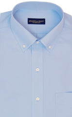 Wilkes and Riley Tailored Fit Light Blue Solid Button-Down Collar Supima® Cotton Non-Iron Pinpoint Oxford Dress Shirt