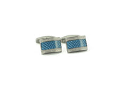 Lt. Blue Carbon Fiber Rectangle Cufflinks - Wilkes & Riley, LLC