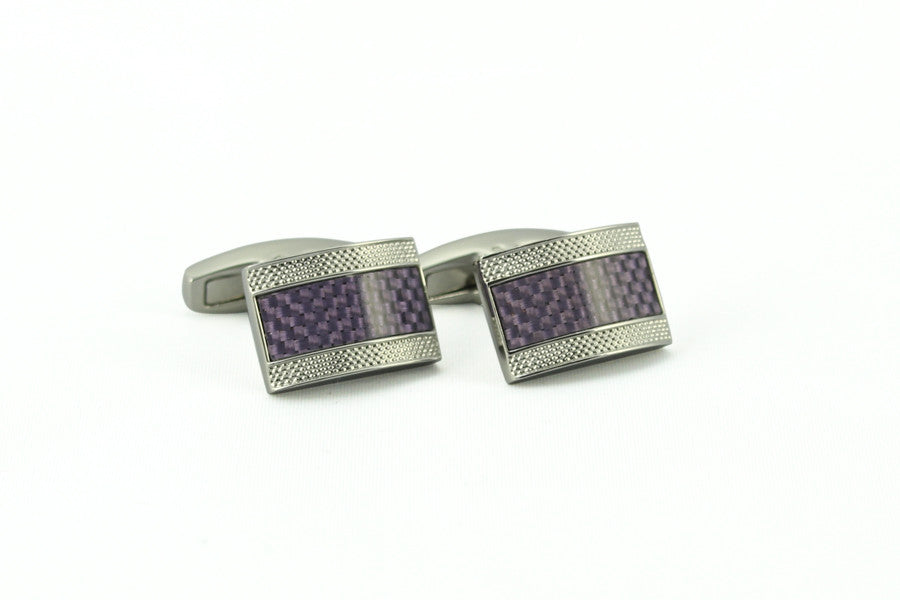 Purple Carbon Fiber Rectangle Cufflinks