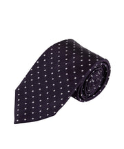 Midnight - Violet Micro Sqaures Tie (Long) - Wilkes & Riley, LLC