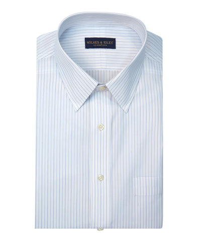 Tailored Fit  Alternating Stripe  Point Collar Supima® Cotton Non-Iron Broadcloth Dress shirt