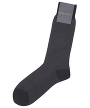 Navy Bird's Eye Egyptian Cotton Mid calf Sock - Wilkes & Riley, LLC