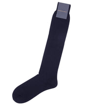 Navy Flat Knit Zegna Baruffa Merino Wool - Over the Calf - Wilkes & Riley, LLC