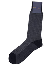 Navy Herringbone Mid Calf Zegna Baruffa Merino Wool - Wilkes & Riley, LLC