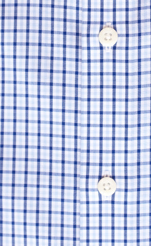 Slim Fit Navy / Sky Tattersall English Spread Collar Supima® Cotton Non-Iron Broadcloth Dress Shirt