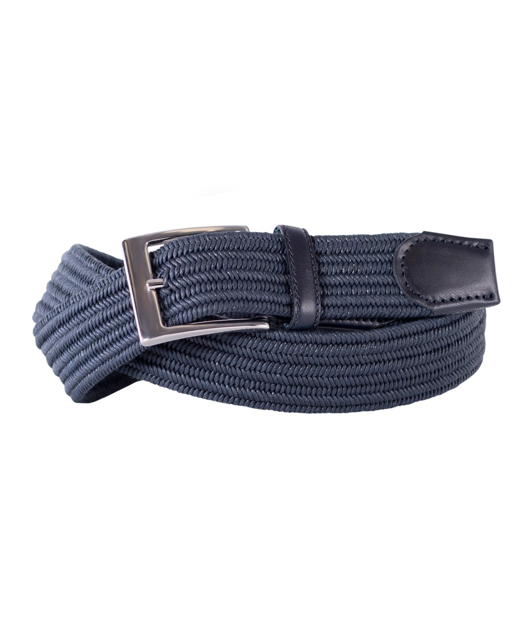 Navy Stretch with Tonal Navy Leather Trim Belt - Wilkes & Riley, LLC