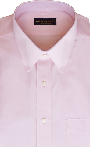 Classic Fit Pink Solid Point Collar Supima® Cotton Non-Iron Pinpoint Oxford Dress Shirt (B/T)