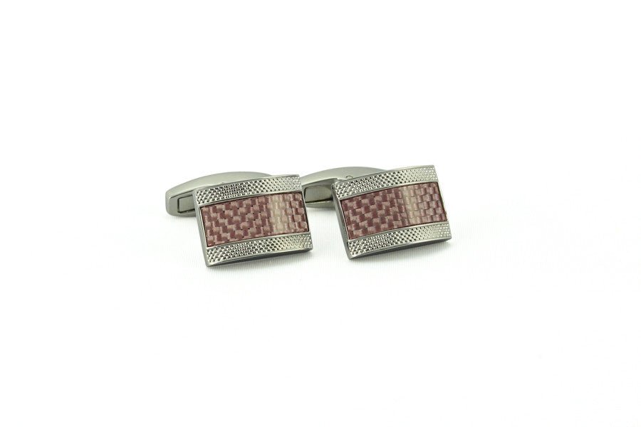 Pink Carbon Fiber Rectangle Cufflinks - Wilkes & Riley, LLC