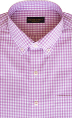 Tailored Fit Pink Gingham Check Button-Down Collar Supima® Non-Iron Cotton Broadcloth Sport Shirt