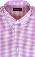 Tailored Fit Pink Gingham Check Button-Down Collar Supima® Non-Iron Cotton Broadcloth Sport Shirt (B/T)