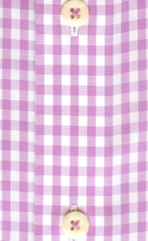 Slim Fit Pink Gingham English Spread Collar Supima® Cotton Non-Iron Broadcloth Dress Shirt