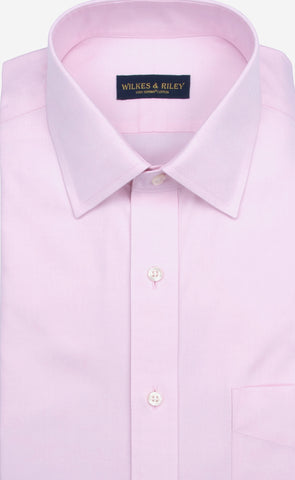 Classic Fit Pink Solid Spread Collar Supima® Cotton Non-Iron Pinpoint Oxford Dress Shirt