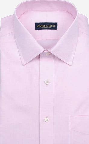 Tailored Fit Pink Solid Spread Collar Supima® Cotton Non-Iron Pinpoint Oxford Dress Shirt (B/T)