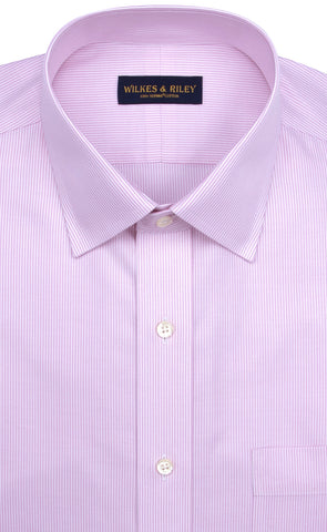 Tailored Fit Pink Stripe Spread Collar Supima® Cotton Non-Iron Twill Dress Shirt