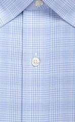 Tailored Fit Light Blue Glen Plaid Spread Collar  Supima® Cotton Non-Iron Broadcloth Dress Shirt