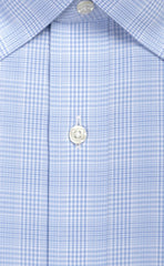Classic Fit Light Blue Glen Plaid Spread Collar  Supima® Cotton Non-Iron Broadcloth Dress Shirt (B/T)