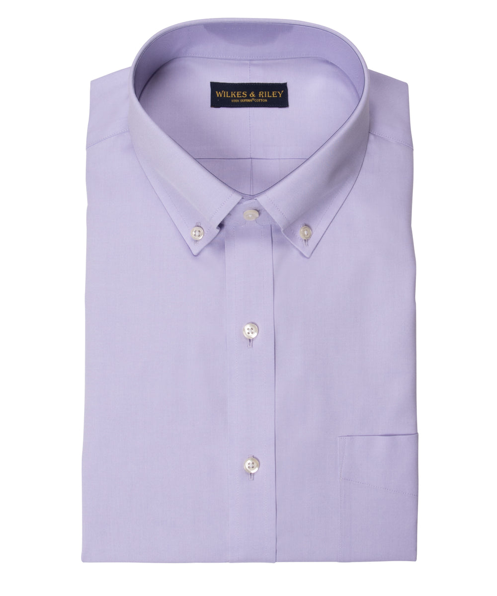Classic Fit Lavender Solid Button-Down Collar Supima® Cotton Non-Iron Pinpoint Oxford Dress Shirt