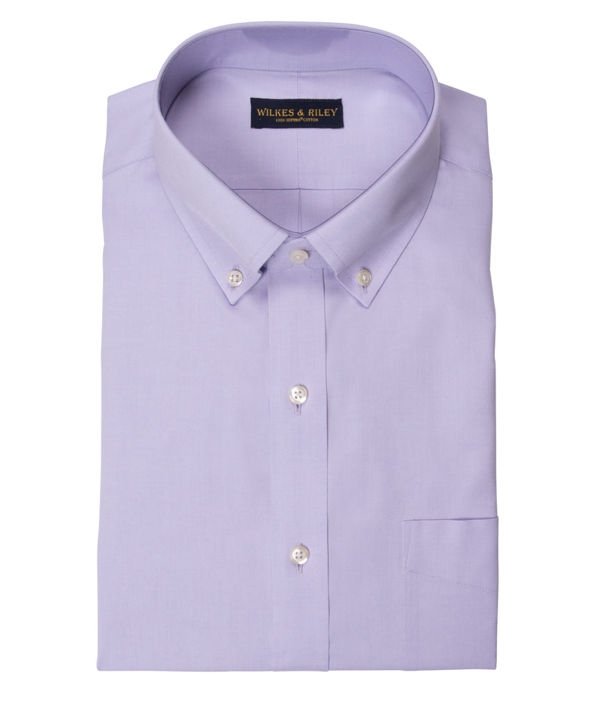 Tailored Fit Lavender Solid Button-Down Collar Supima® Cotton Non-Iron Pinpoint Oxford Dress Shirt