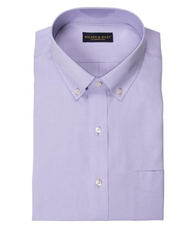 Slim Fit Lavender Solid Button-Down Collar Supima® Cotton Non-Iron Pinpoint Oxford Dress Shirt
