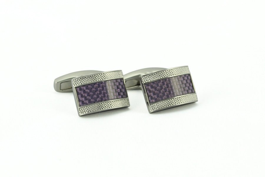 Purple Carbon Fiber Rectangle Cufflinks - Wilkes & Riley, LLC