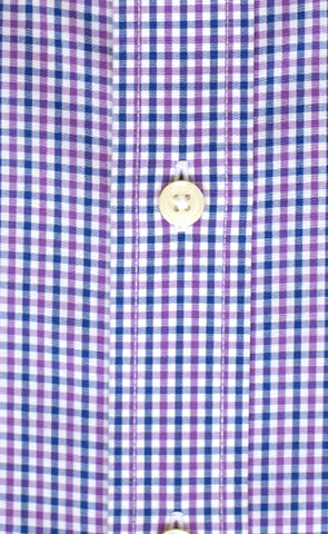 Classic Fit Purple / Blue Tattersall check Button-Down Collar Supima® Non-Iron Cotton Broadcloth Sport Shirt (B/T)