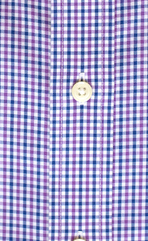 Tailored Fit Purple & Navy Check Button-Down Collar Supima® Cotton Non-Iron Broadcloth Sport Shirt