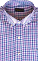 Classic Fit Purple / Blue Tattersall check Button-Down Collar Supima® Non-Iron Cotton Broadcloth Sport Shirt
