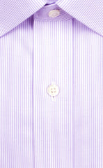 Wilkes and Riley Tailored Fit Purple Stripe Spread Collar Supima® Cotton Non-Iron Twill Dress Shirt Alt