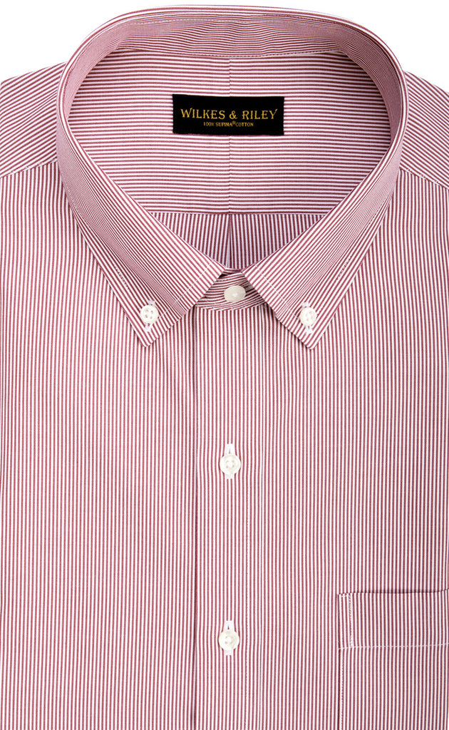 Mens Red Stripe Cutaway Collar Slim Fit Shirt