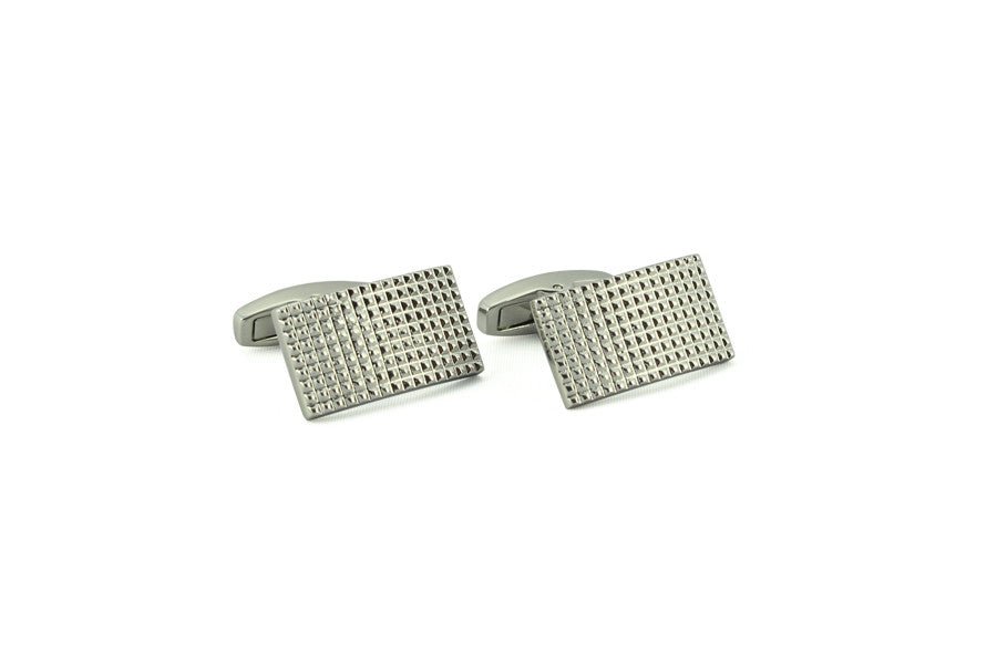 Silver Textured Rectangle Cufflinks - Wilkes & Riley, LLC