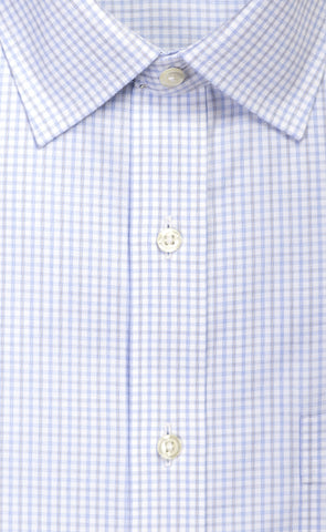 Wilkes & Riley Sky & Grey Twill Check Spread Collar Alt