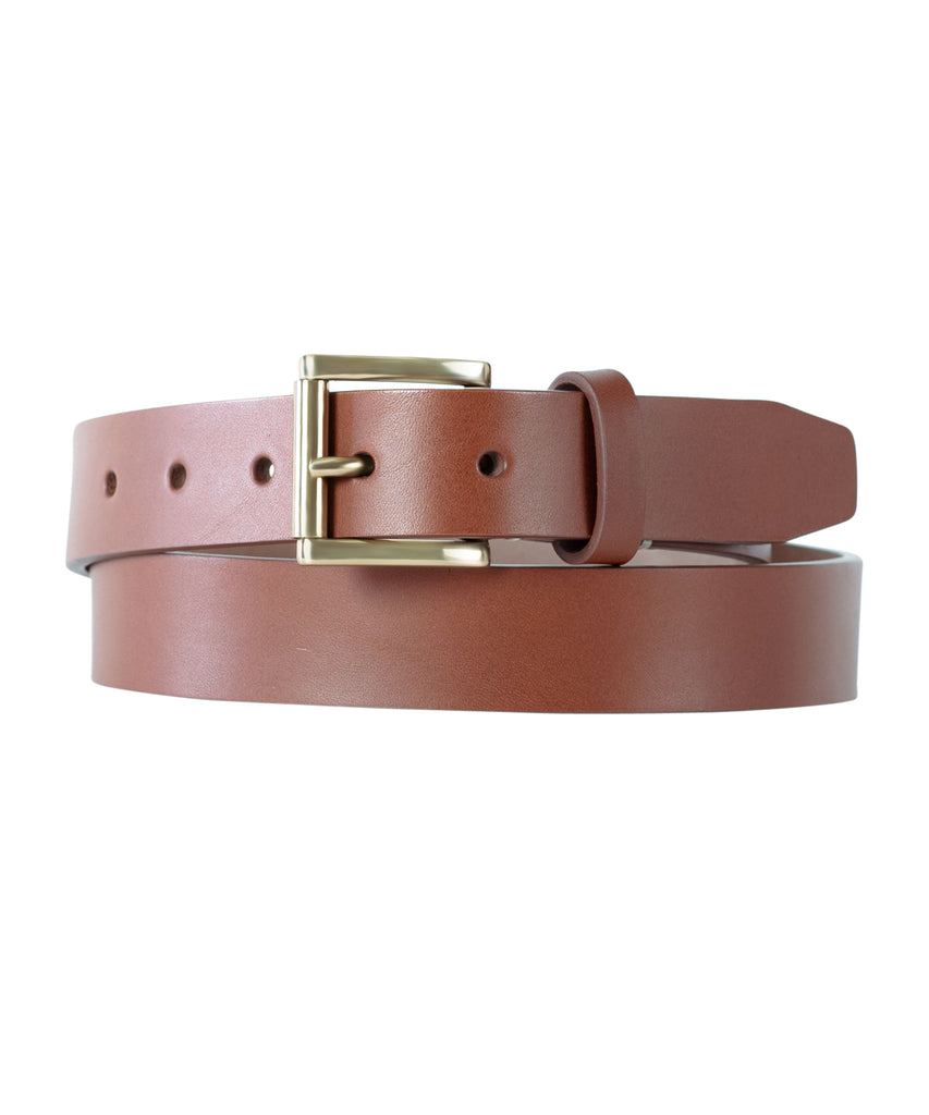 Brown Slab Belt With Stitched Inlay
