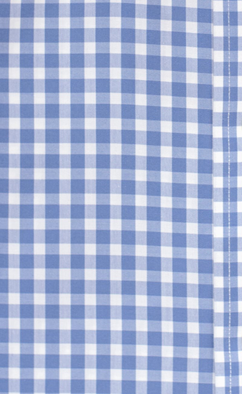 Slim Fit Blue Gingham English Spread Collar Supima® Cotton Non - Iron Broadcloth Dress Shirt - Wilkes & Riley, LLC