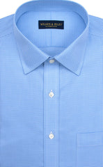 Slim Fit Blue Houndstooth Spread Collar Supima® Cotton Non - Iron Twill Dress Shirt - Wilkes & Riley, LLC