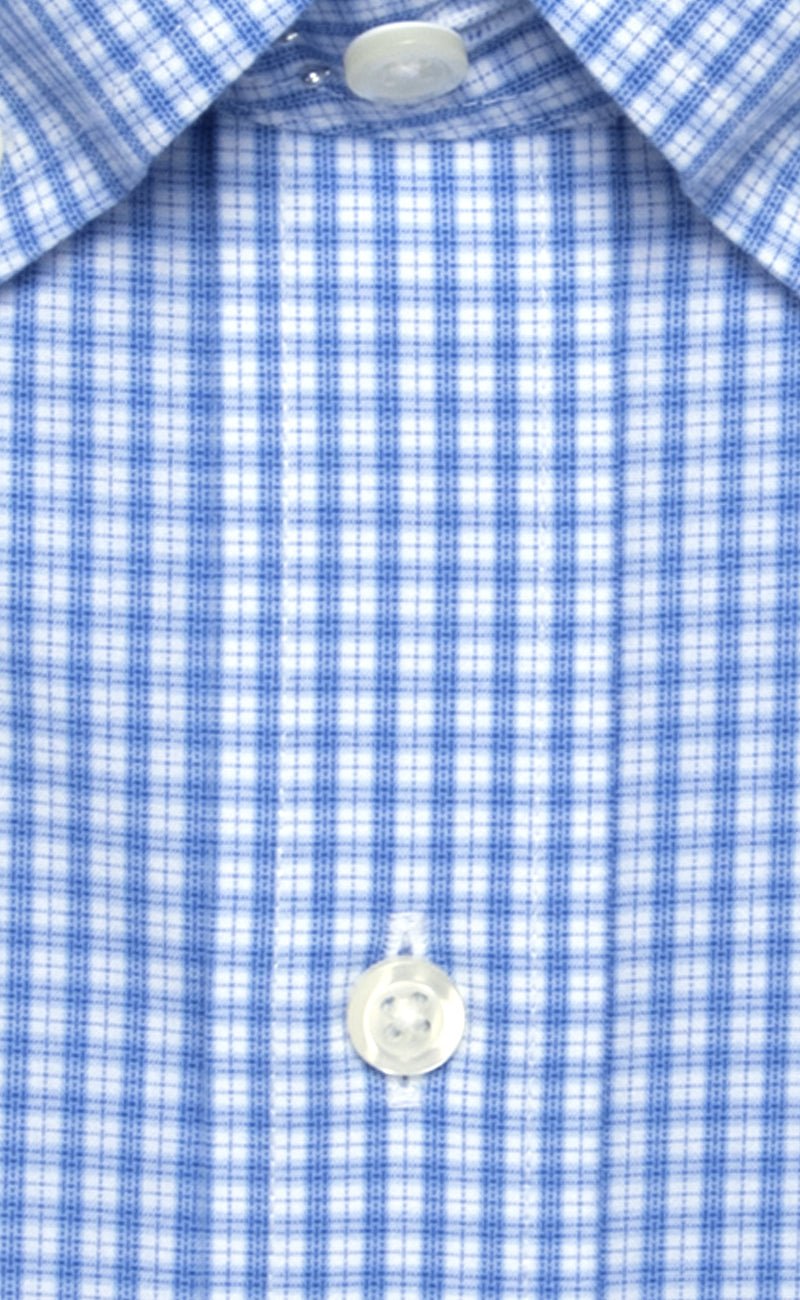 Slim Fit Blue Plaid Button - Down Collar Supima® cotton Non - Iron Broadcloth Dress Shirt - Wilkes & Riley, LLC