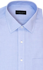 Slim Fit Blue Solid Spread Collar Supima® Cotton Non - Iron Pinpoint Oxford Dress Shirt - Wilkes & Riley, LLC