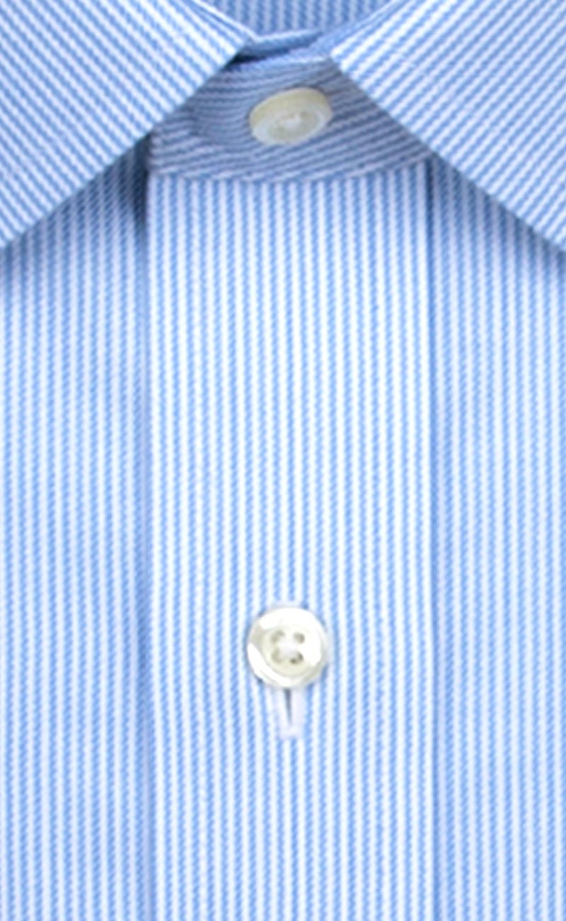 Slim Fit Blue Stripe Spread Collar Supima® Cotton Non - Iron Twill Dress Shirt - Wilkes & Riley, LLC