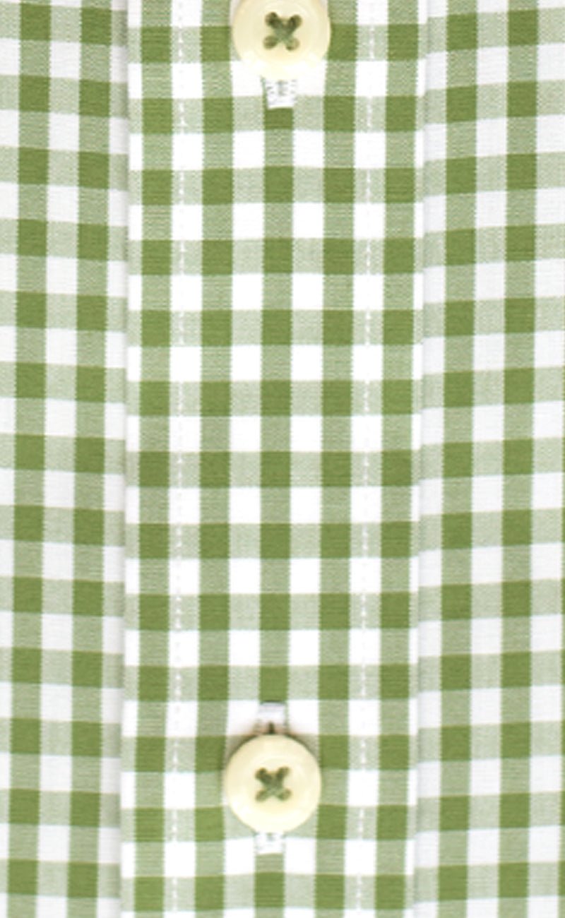 Slim Fit Green Gingham English Spread Collar Supima® Cotton Non - Iron Broadcloth Dress Shirt - Wilkes & Riley, LLC