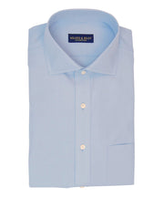 Slim Fit Light Blue Solid English Spread Collar Supima® Cotton Non - Iron Pinpoint Oxford Dress Shirt - Wilkes & Riley, LLC