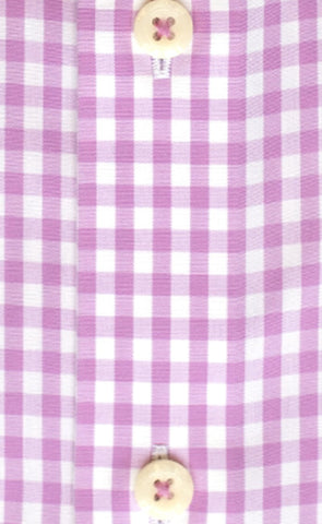 Slim Fit Pink Gingham English Spread Collar Supima® Cotton Non - Iron Broadcloth Dress Shirt - Wilkes & Riley, LLC