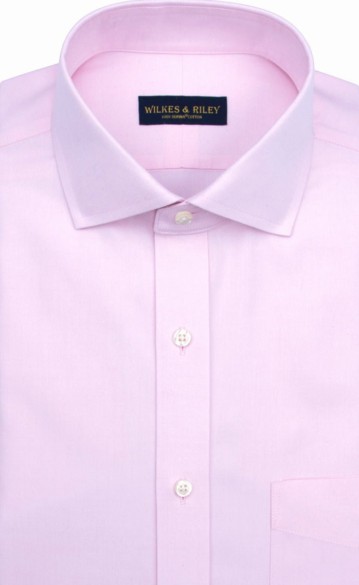Slim Fit Pink Solid English Spread Collar Non Iron Men's Dress