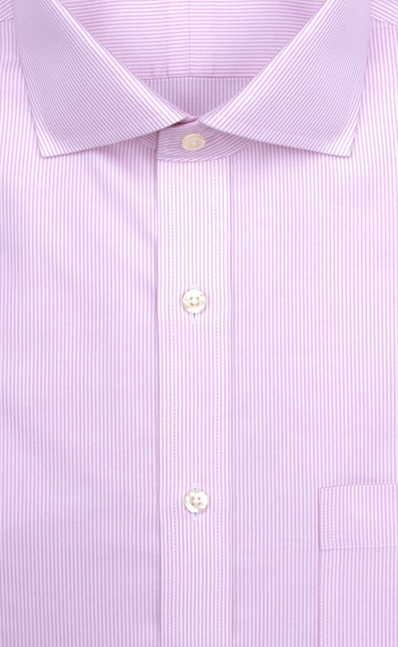 Slim Fit Pink Stripe English Spread Collar Supima® Cotton Non - Iron Twill Dress Shirt - Wilkes & Riley, LLC