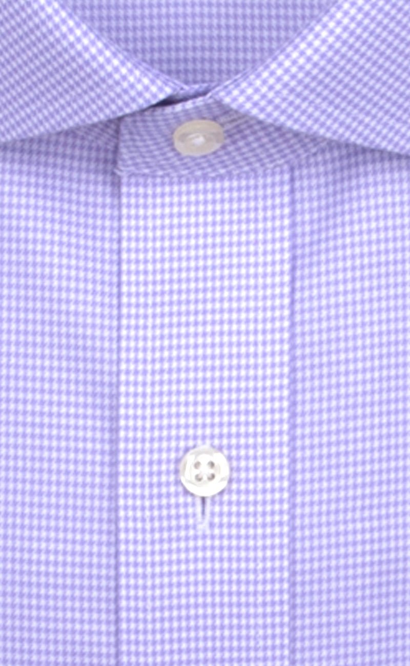 Slim Fit Purple Houndstooth English Spread Collar Supima® Cotton Non - Iron Twill Dress Shirt - Wilkes & Riley, LLC