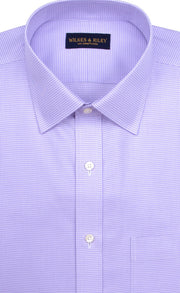 Slim Fit Purple Houndstooth Spread Collar Supima® Cotton Non - Iron Twill Dress Shirt - Wilkes & Riley, LLC