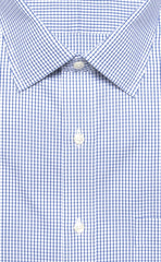 Slim Fit White Ground Blue Check Spread Collar Supima® cotton Non - Iron Pinpoint Oxford Dress Shirt - Wilkes & Riley, LLC