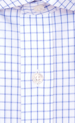 Slim Fit White Ground Large Check English Spread Collar Supima® Cotton Non - Iron Broadcloth Dress Shirt - Wilkes & Riley, LLC