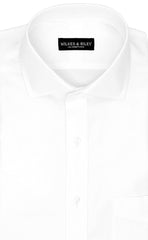 Slim Fit White Solid English Spread Collar Supima® Cotton Non - Iron Pinpoint Oxford Dress Shirt - Wilkes & Riley, LLC