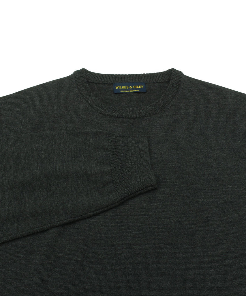 Wilkes & Riley 100% Pure Merino Wool Zegna Baruffa Crewneck Sweater in Charcoal XL / Charcoal