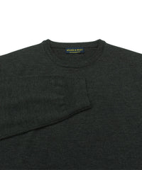 100% Pure Merino Wool Zegna Baruffa Crewneck Sweater - Charcoal close up
